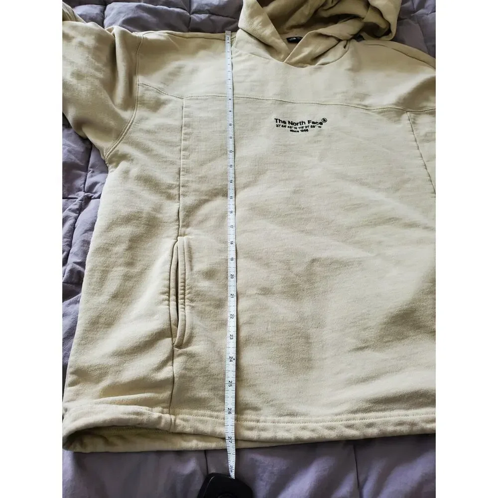 The North Face Hoodie Beige Tan Pullover Sweatshirt Mens Medium Graphic Back